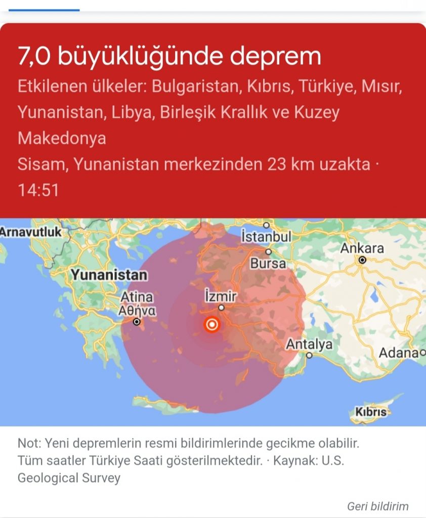 İzmir’de 7.0 Büyüklüğünde Deprem